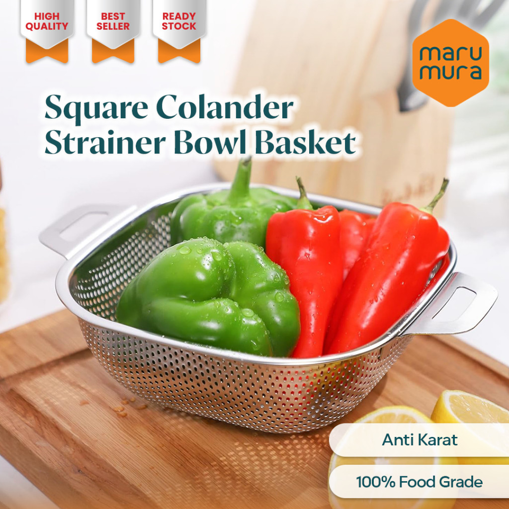 Marumura Colander Saringan Baskom Stainless Steel Strainer Tirisan | Keranjang Tirisan Stainless Kot