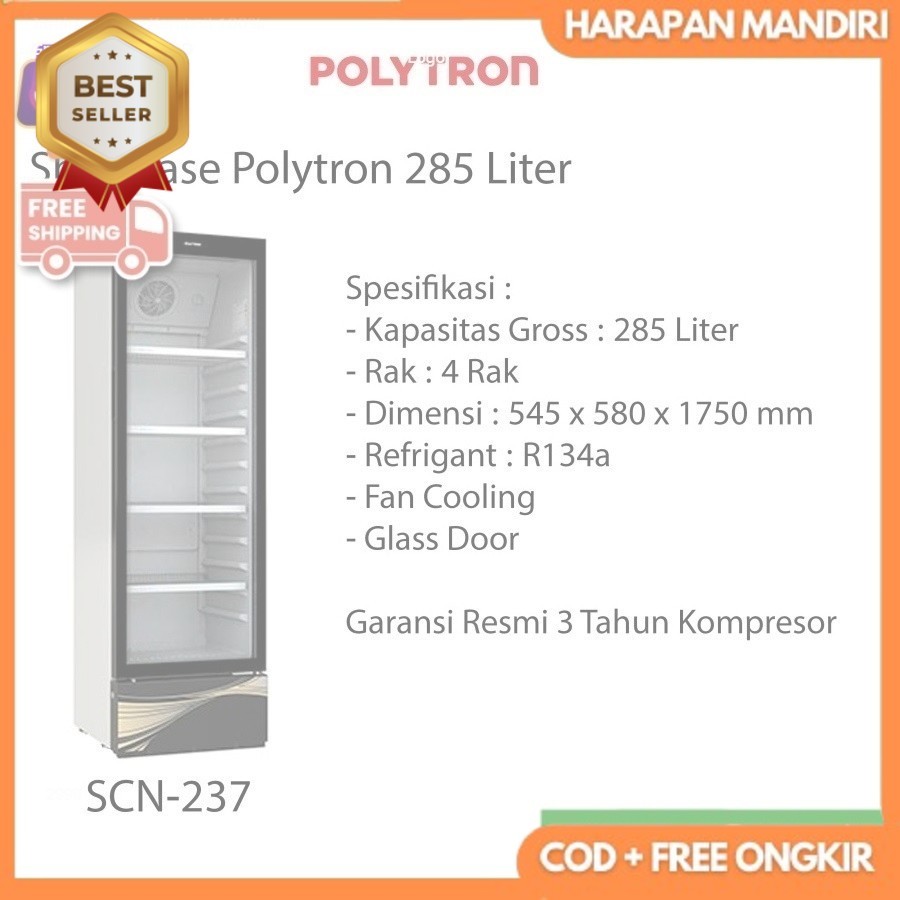 SHOWCASE POLYTRON SCN 237 L 4 RAK DISPLAY COOLER KULKAS