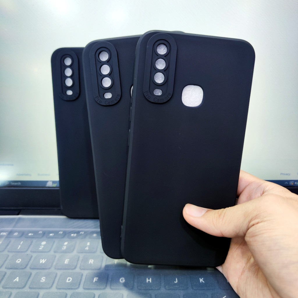 Case Pro Camera Full Black Vivo Y12, Vivo Y15, Vivo Y17 Silikon TPU Pro Camera Hitam Polos