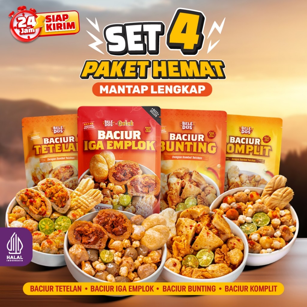 

Beledos Paket Mantap Lengkap Baciur / Baciur Iga Emplok 250 Gram / Baciur Komplit / Baciur Kriwil / Baciur Bunting Beranak / Baciur Tetelan (Dapat 4 Pcs Baciur)