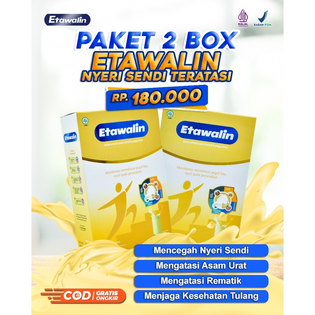 

PAKET 2 BOX ETAWALIN - BANTU ATASI GEJALA ASAM URAT, KOLESTROL, REMATIK