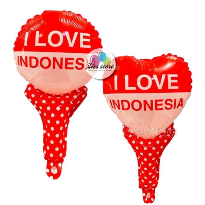Balon Foil Pentungan HUT RI / Balon Tongkat I LOVE INDONESIA