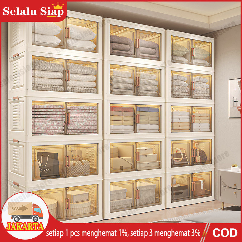 Lemari Plastik Susun | Lemari Makanan | Lemari Tas | Lemari Sepatu Transparan | Lemari Lipat Portabl