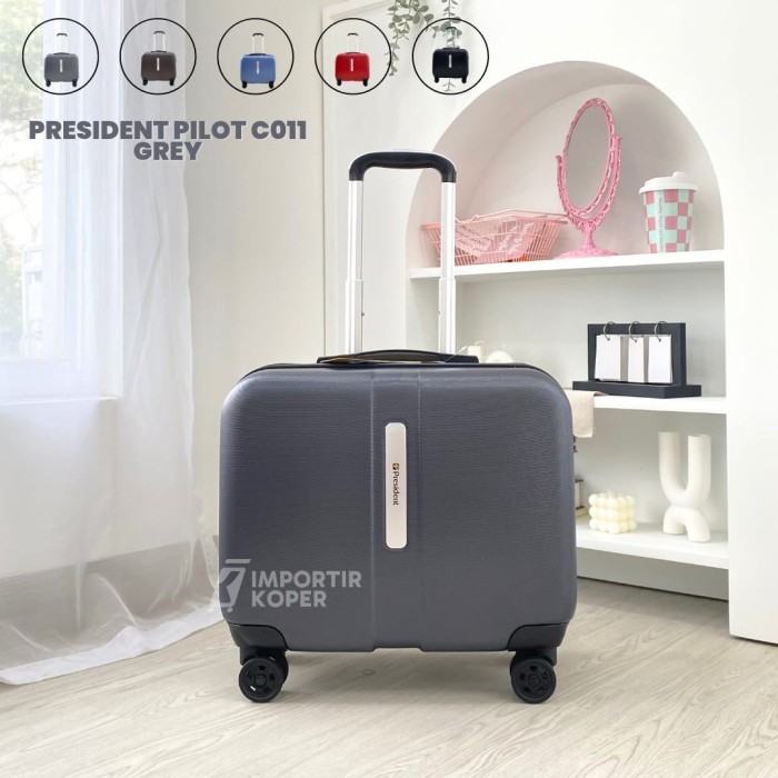 dijual_Koper President Original Koper Pilot 18 Inch Cabin TSA Lock Travel - Grey C011, 18inch