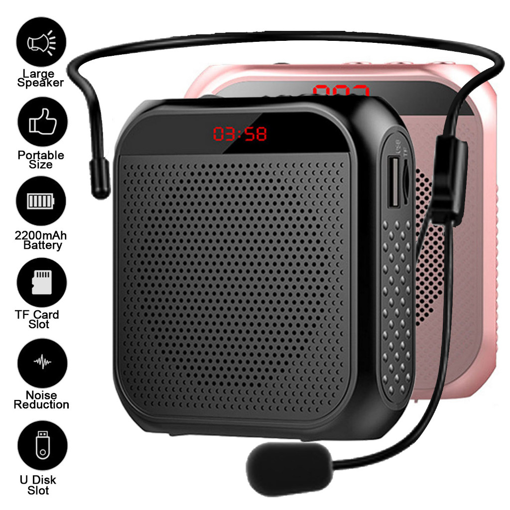 Speaker Megaphone Mini Guru Tour Guide Pidato Speaker Pinggang Dengan Kabel Audio Mic Headset