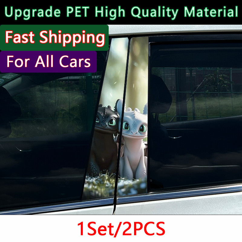 Stiker Anime 2 buah kustom HD stiker pilar B mobil naga lucu untuk Ford