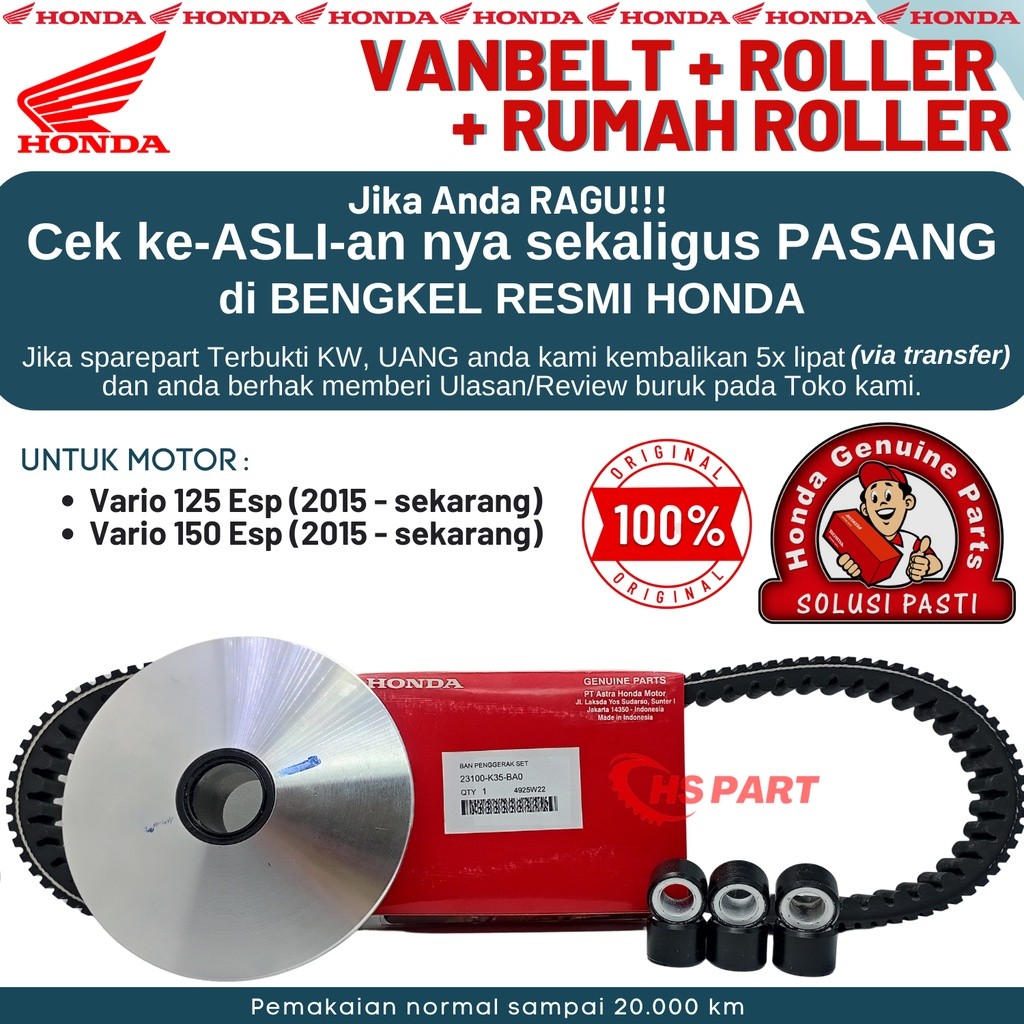 Vanbelt Vario 125 Original Asli , Vanbelt Vario 150 LED Original , Vanbelt Vario 125 LED Original Ho