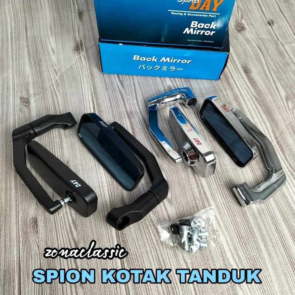 DKS_ spion tanduk oval kotak DAY model daytona besi HONDA YAMAHA kaca spion tanduk kotak kaca biru