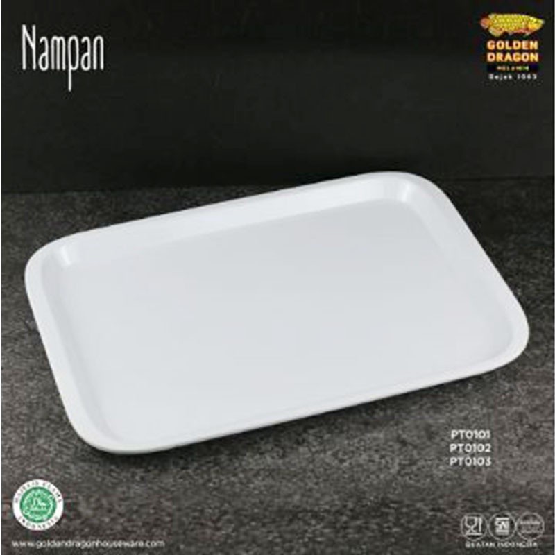 Nampan Putih Kotak Melamin  Golden Dragon