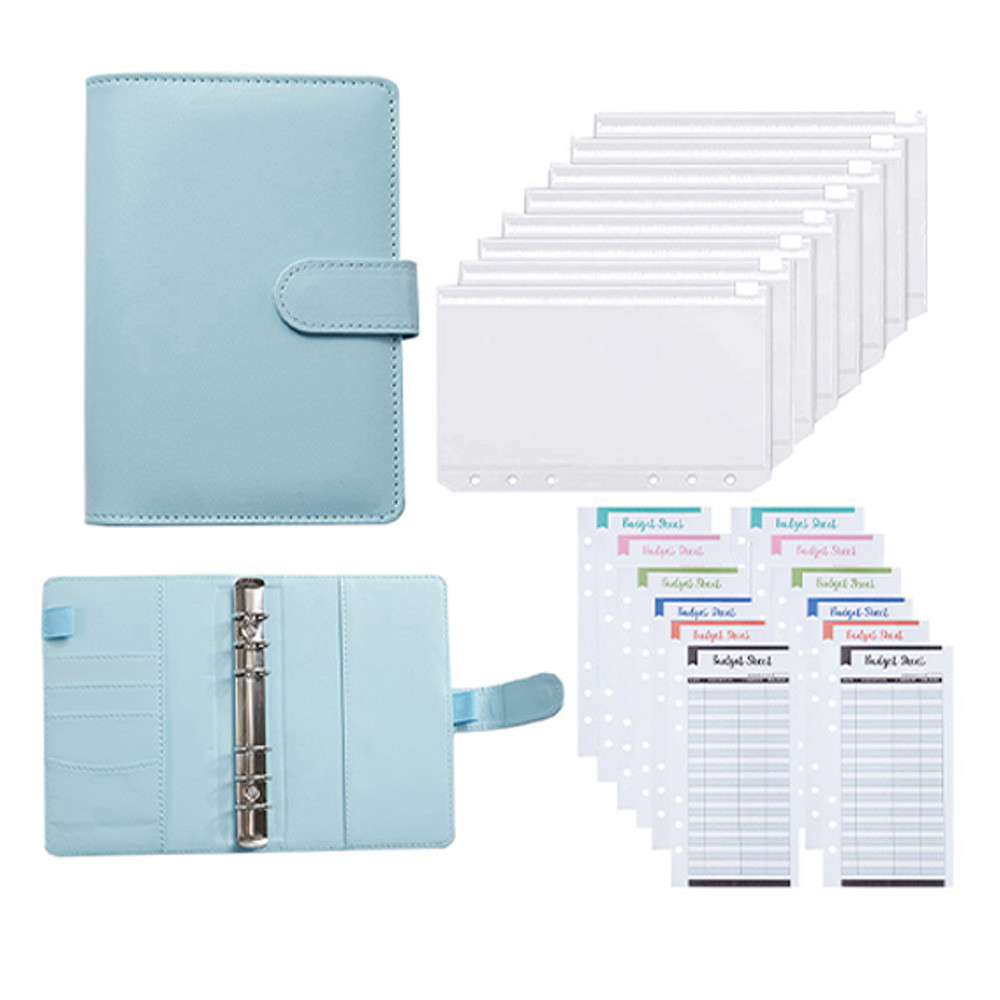 

A6 Binder Planner Pink Notebook Binder and 12 Pieces 6 Hole Binder Zipper Folder,Binder Pockets Cash Envelope Wallet