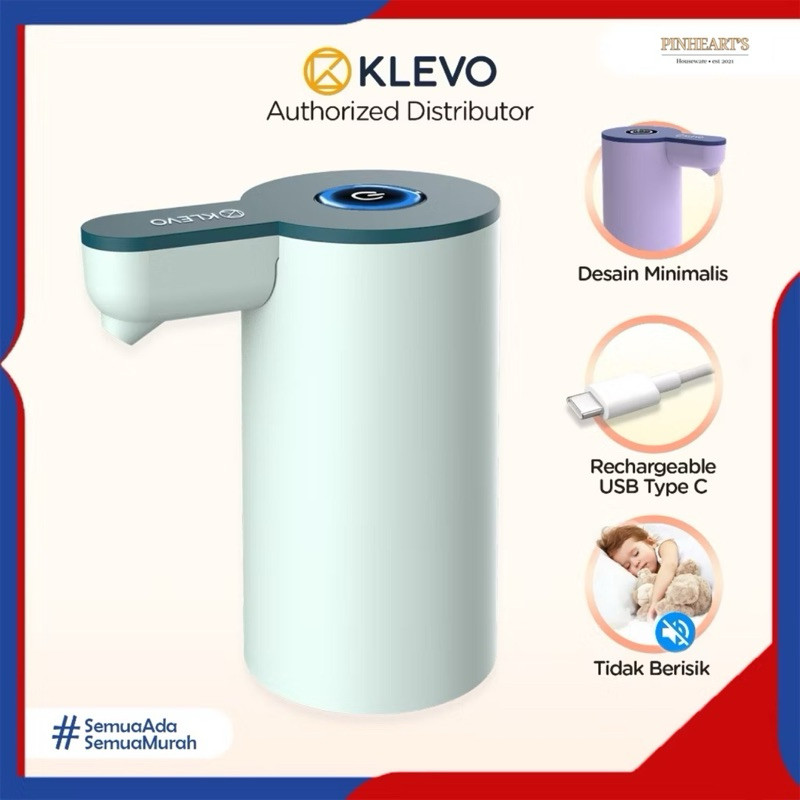 POMPA GALON ELECTRIC KLEVO RECHARGEABLE TYPE C DISPENSER AIR MINUM USB CHARGE - KL-WP03 | POMPA AQUA