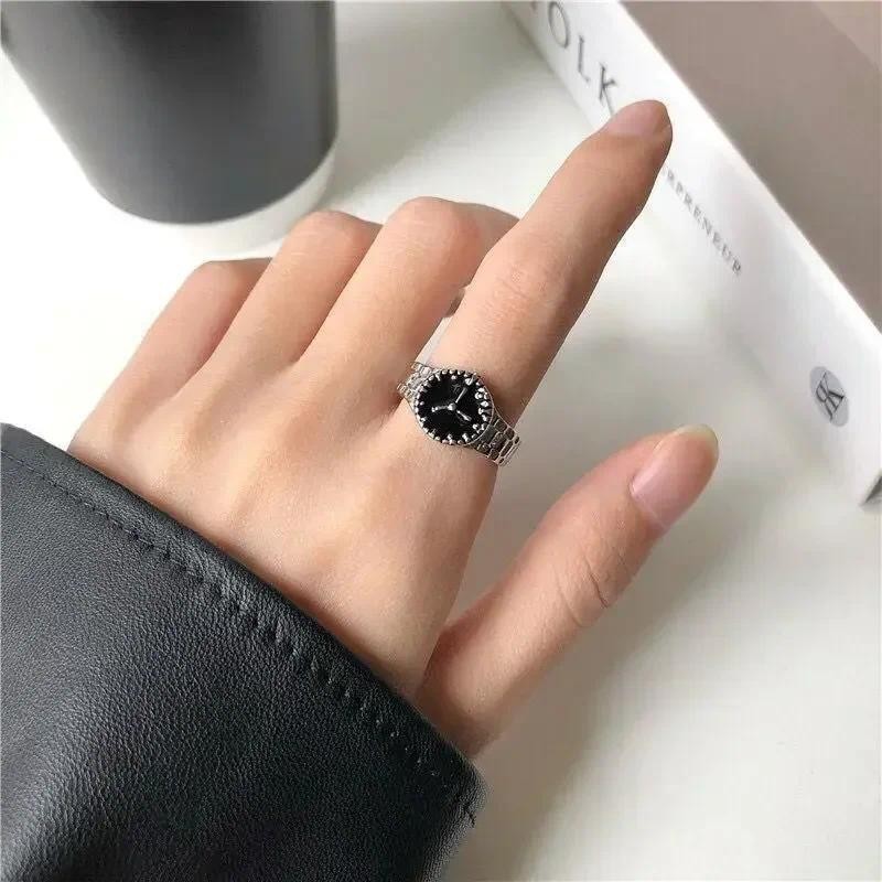 

Unisex Vintage Fashion Watch Style Design Rings Women's Retro Dial Ring Men's Personalized Cold Wind Index Finger Ring