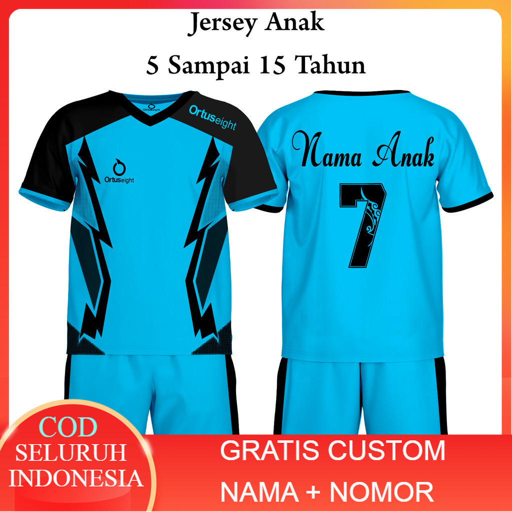 BAJU JERSEY ANAK GRATIS PASANG NAMA DAN NOMOR PUNGGGUNG Baju Bola 5-15 Tahun Jersi Futsal Custom kao