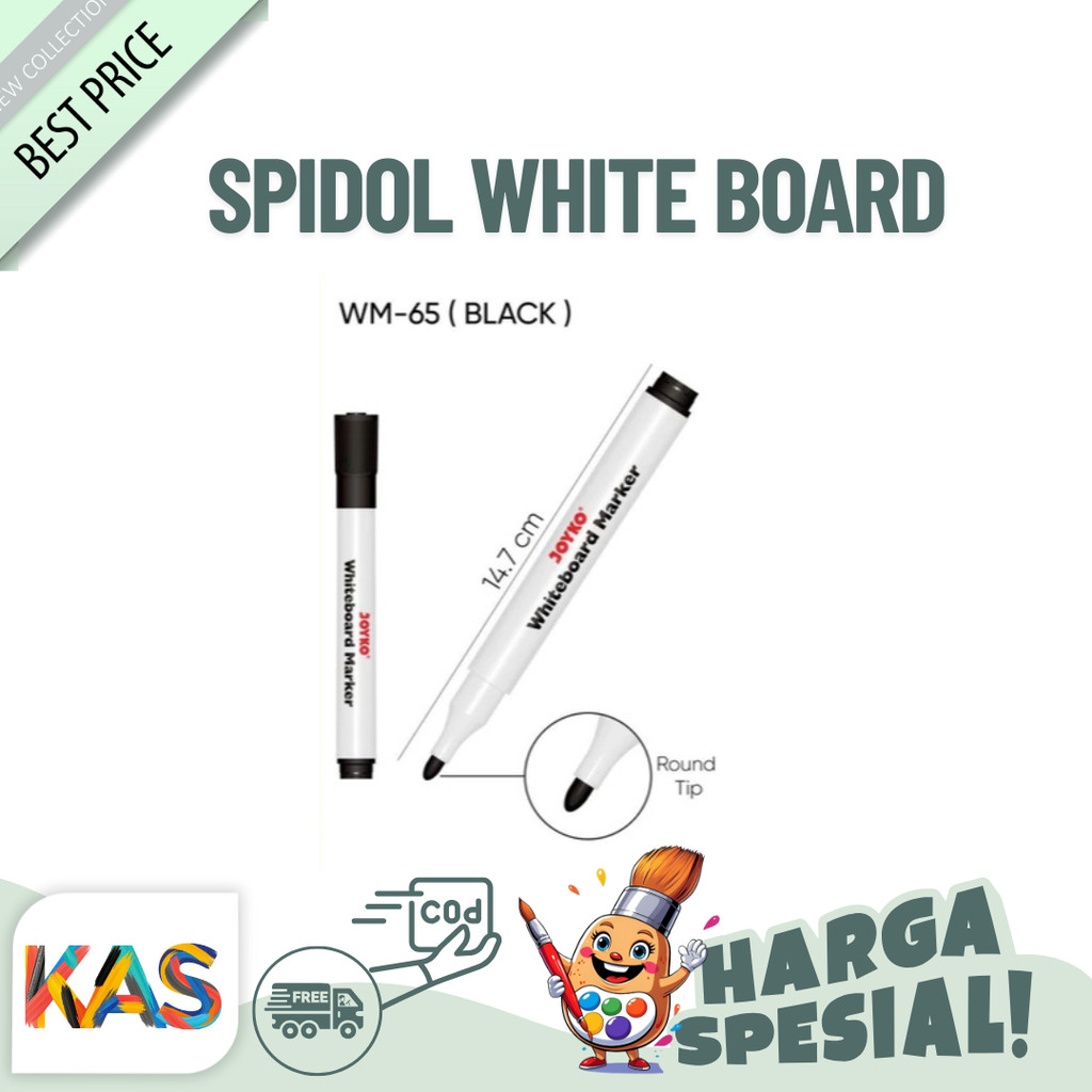 

Spidol White Board Joyko WM-65 Non Permanent Marker Papan Tulis Wanra Hitam Merah Biru - Satuan