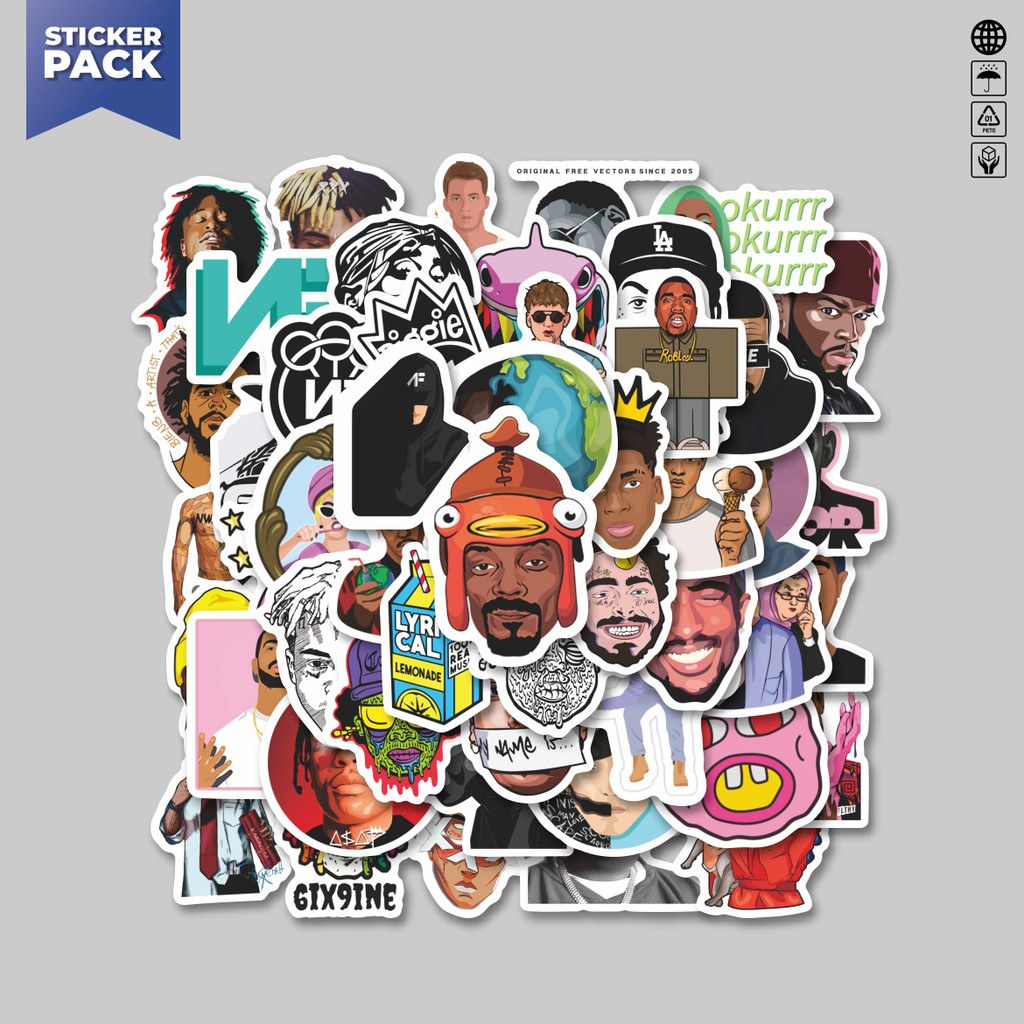 

[100PCS]Stiker Pack Stiker Rapper Aesthetic Vinyl Anti Air Dekorasi Sticker Laptop Buku Journal Koper Helm Casing HP Gitar Helm Skateboard