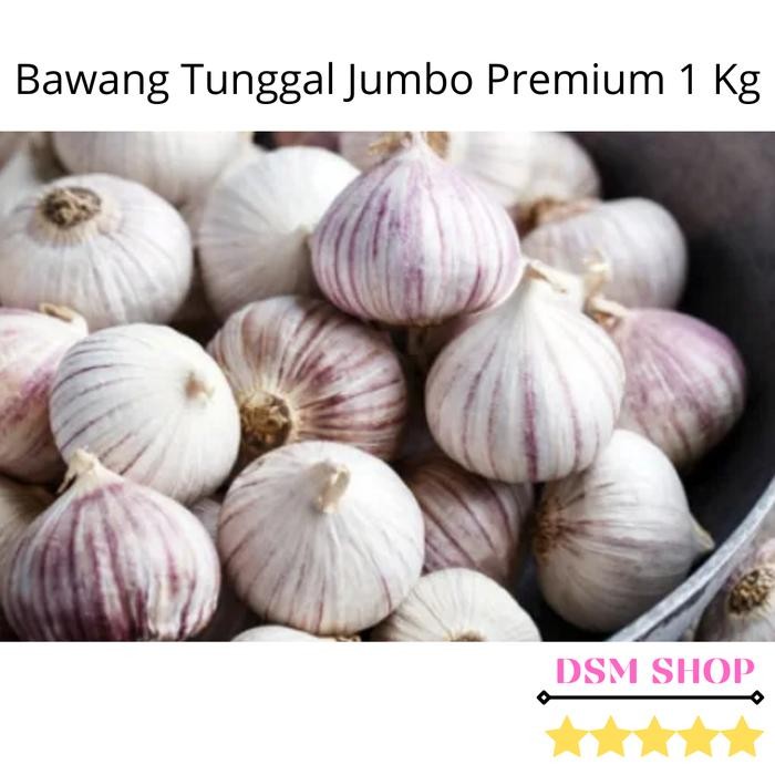 Bawang Putih Tunggal/Bawang Lanang Tunggal Import Jumbo 1KG - Uk.2,2cm (M)