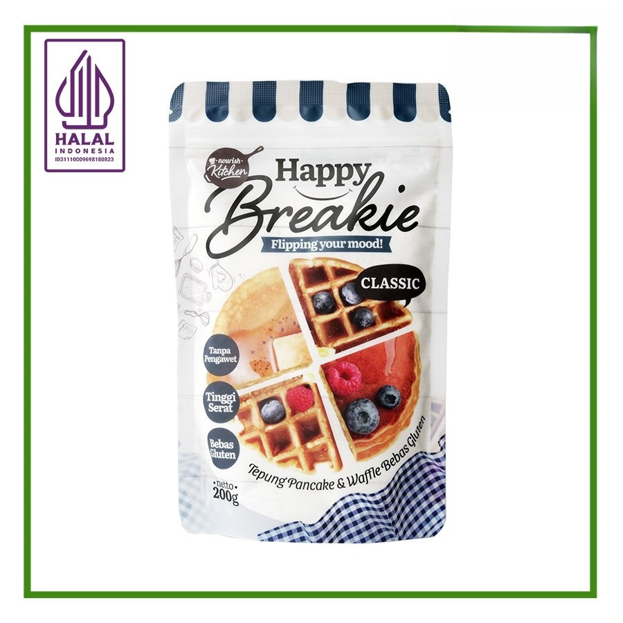 

Happy Breakie Classic Pancake & Waffle Mix 200gr | Tepung Premiks Gluten-Free Cepat Saji