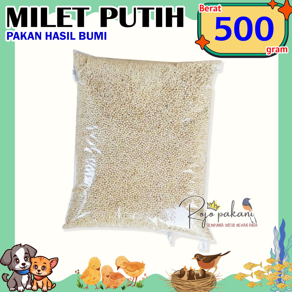 RP Millet Putih vita / milled / milet / miled repack 500 gram Pakan Burung Lovebird