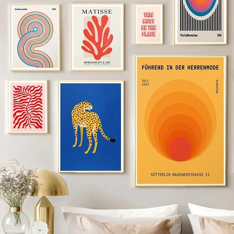 

Matisse Abstract Canvas Painting Leopard Colour Block Aesthetic Poster Wall Art Animal Patterns Bedroom Decorative Wall Art