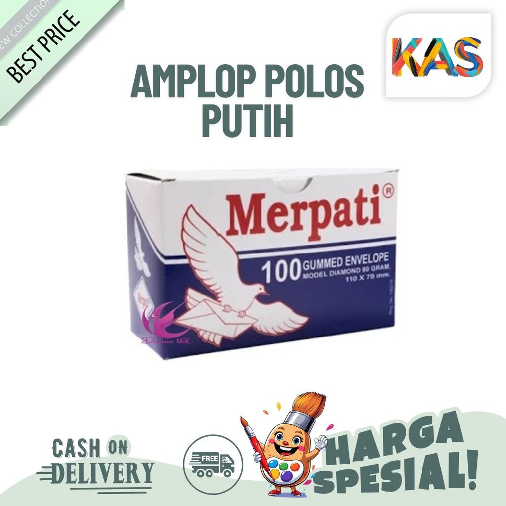 

Amplop Putih Visit Merpati Gummed 80 Gram 110 x 70 mm Amplop Lebaran - Isi 20 Pcs