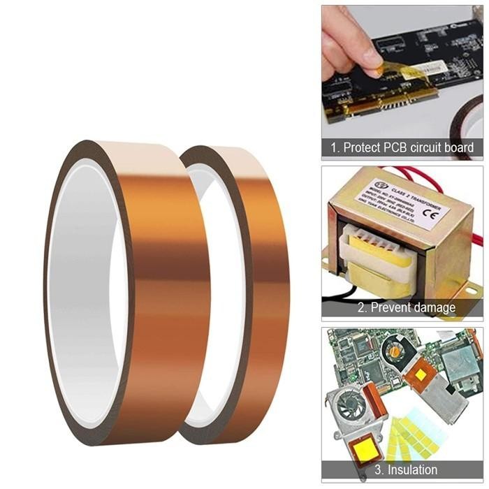 

Kapton Solasi Selotip Lakban Isolasi Anti Panas Heat Resistant Tape