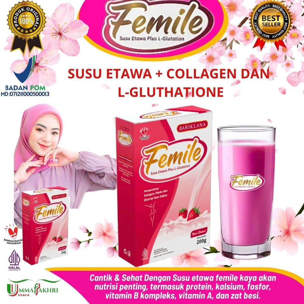 

001 FEMILE 200g Susu Etawa dengan L-Glutathione, Kolagen, Ikan Gabus, dan Madu – Cantik Alami dari dalam