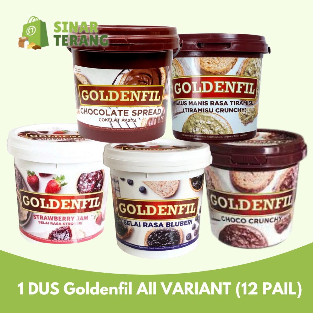 

1 Dus GoldenFil Choco Crunchy / Strawberry / Blueberry / Tiramisu / Spread Isi 12 Pail