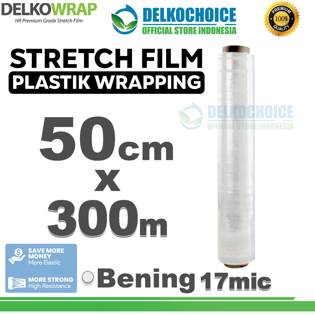 

Plastik Wraping Stretch Film BENING 50cm x 300m Pembungkus DELKOWRAP PREMIUM / SATUAN