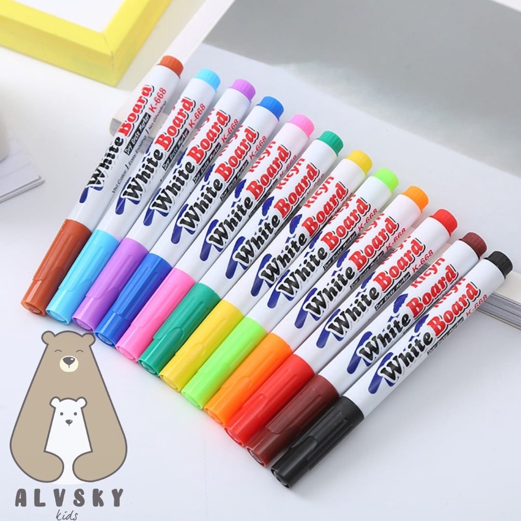 

ALVSKY SPIDOL AJAIB MENGAPUNG DI AIR ISI 12 PCS / MAGIC MARKER FLOATING PEN WATER / MAINAN SPIDOL