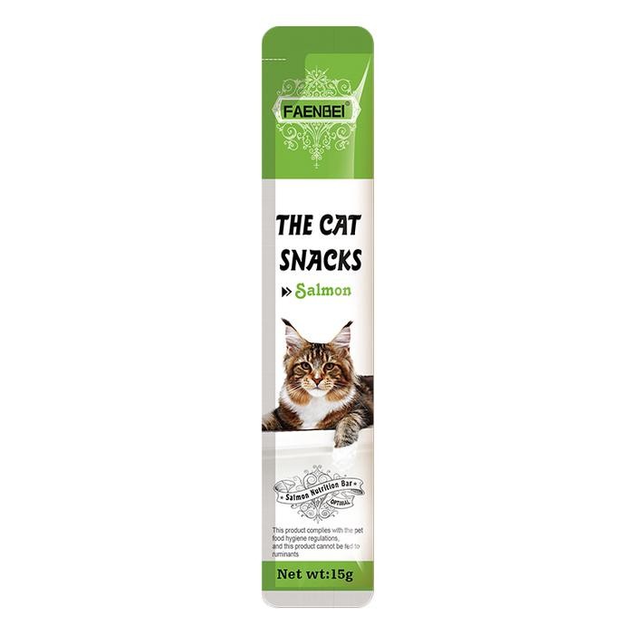 

FAENBEI The cat snacks 3 flavors Salmon/Tuna/Chicken Makanan Basah Kucing Cemilan Kucing Penggemuk Snack Kucing Cat Food Strip - Salmon