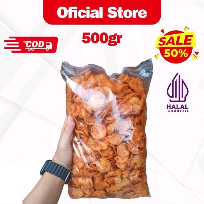 

500grm - Cemilan Sosis Goreng Viral Pedas Daun Jeruk - 500 GRM