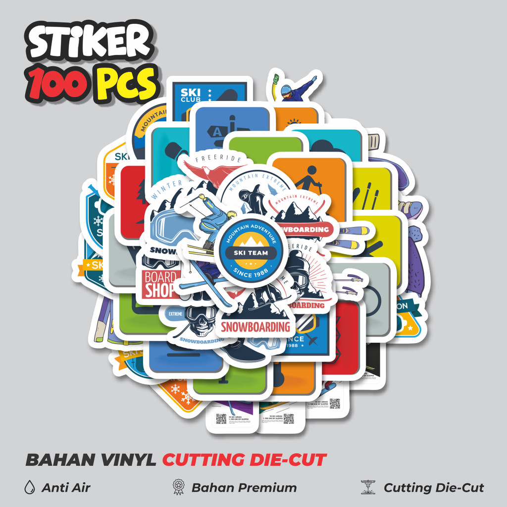 

Terbaru! 50 pcs Stiker Ski Salju Gunung Stikcers Dekorasi Lucu Kreatif untuk Notebook, Skateboard, HP