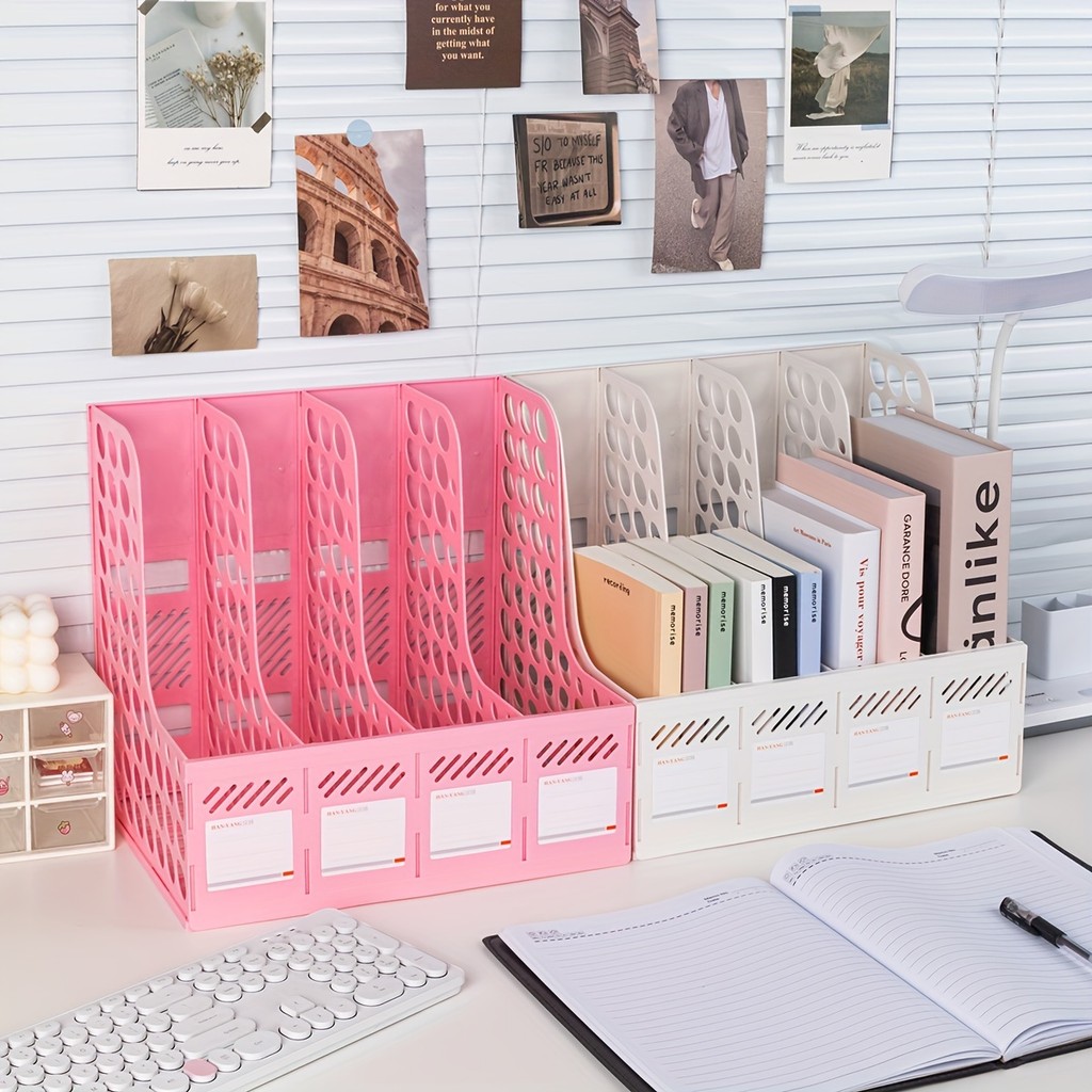 

Detachable A4 Document Organizer - Desktop Bookshelf & File Holder, Durable PP Material, Office Supplies Storage Rack