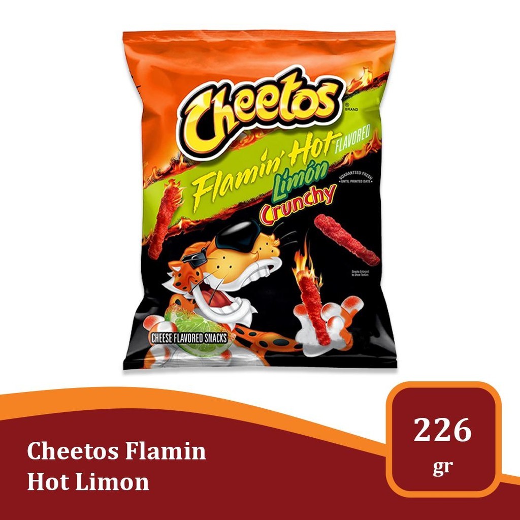 

Cheetos Flamin Hot Limon 226 gr – Pedas Segar Rasa Jeruk Nipis Import USA