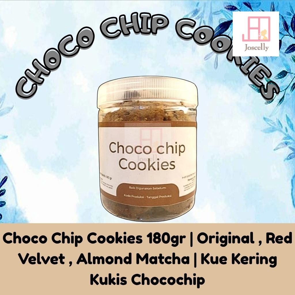 

JOSCELLY.ID Choco Chip Cookies 180gr | Original , Red Velvet , Almond Matcha | Kue Kering Kukis Chocochip 180 gr
