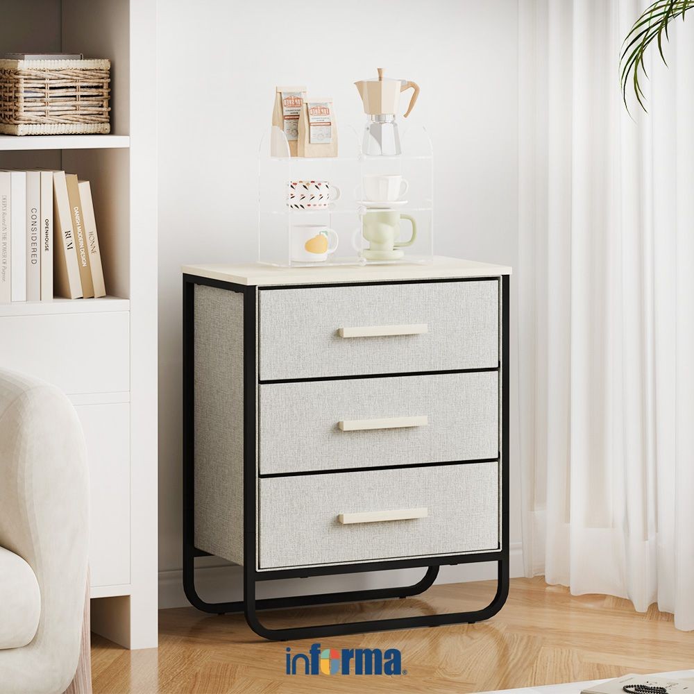 Informa 60x34x73 cm Fredie Laci Penyimpanan 3 Tingkat - Abu-Abu Laci Kabinet Serbaguna Cabinet Penyi