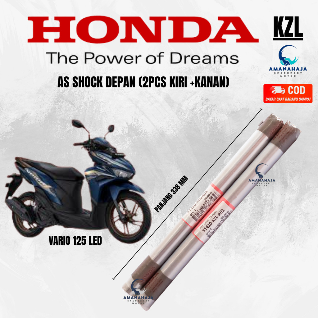(GARANSI) ORI AS SHOCK DEPAN TIANG SHOCK BEAT VARIO 125 LED (KZL) | SPAREPART ORIGINAL SUKU CADANG S