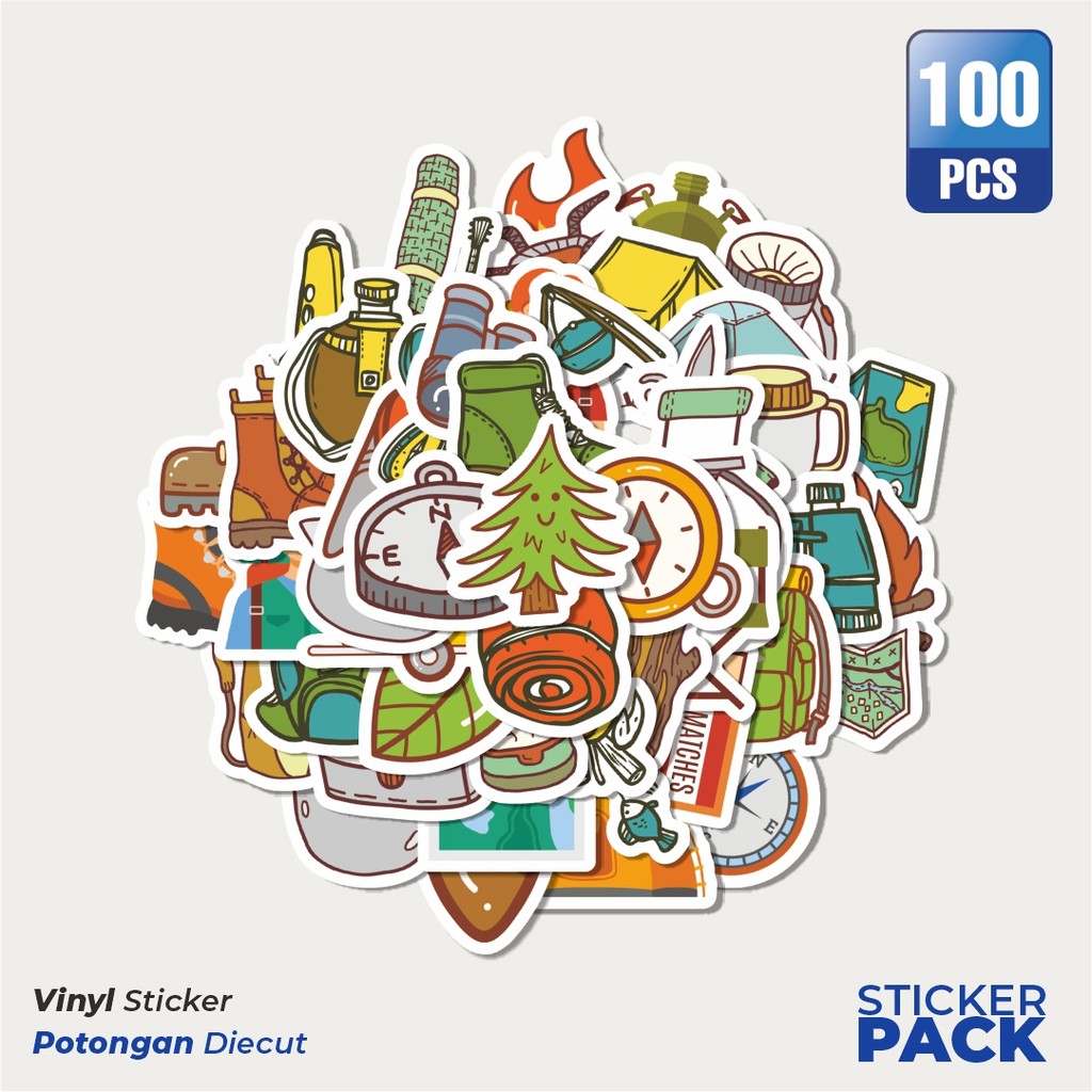 

Stiker Vinyl Stiker Mobil Hiking Camping Travel Petualangan Waterproof Aesthetic- Untuk Laptop, Motor, dan Helm - Paper Stationery Pack