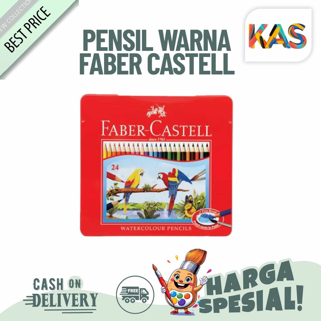 

Pensil Warna Faber Castell 24 Water Colour Tin case 115925 Kaleng