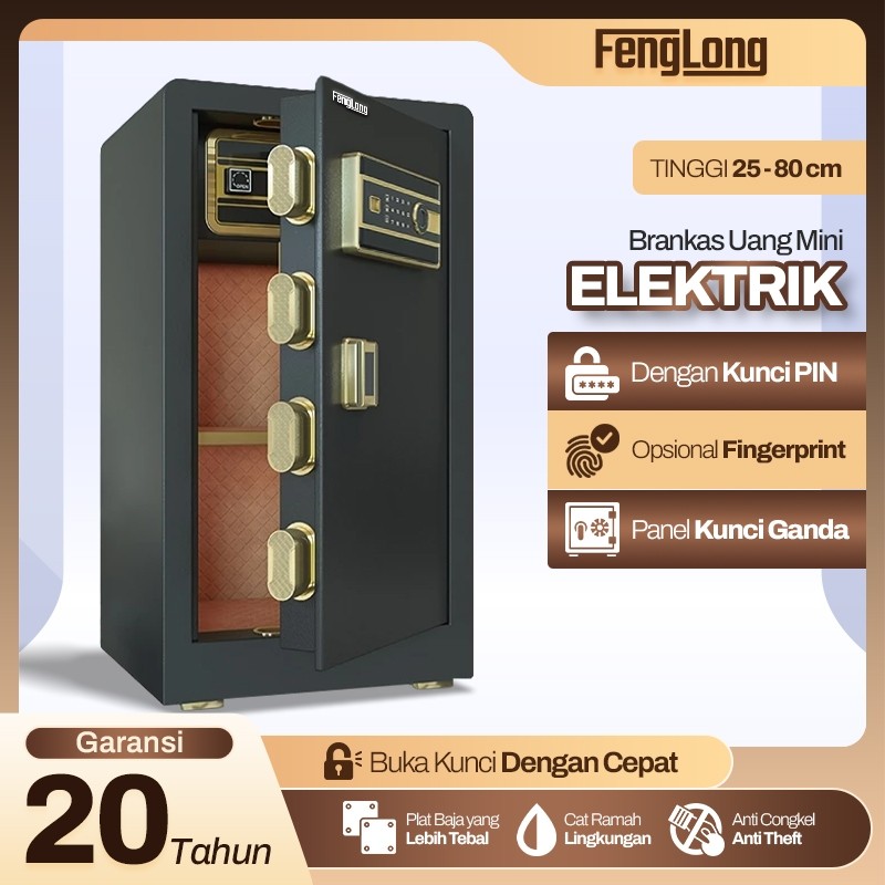 FENG LONG BRANKAS UANG DAN EMAS BRANKAS DOKUMEN SAFETY BOX BRANKAS BESI BRANKAS BESAR UK 20-70 CM