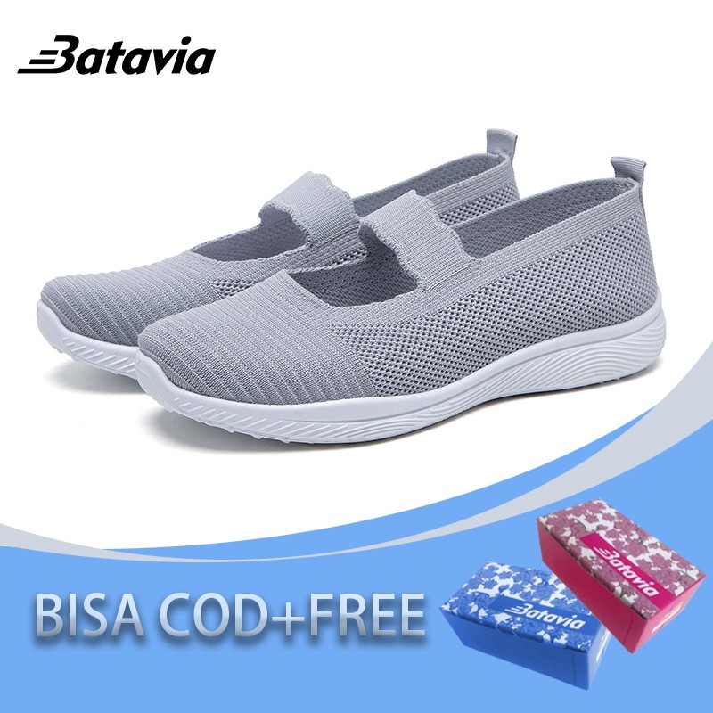 WELSERRSHOP  baru sepatu slip on flat wanita  rajut premium bernapas Batavia Shoes Fashion sepatu da