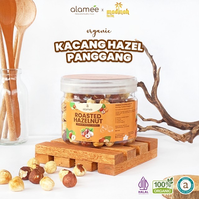 

ALAMEE Kacang Hazelnut Panggang Hazelnut Roasted Cemilan Sehat Rendah Kalori Kacang Kemiri 150gr madinah