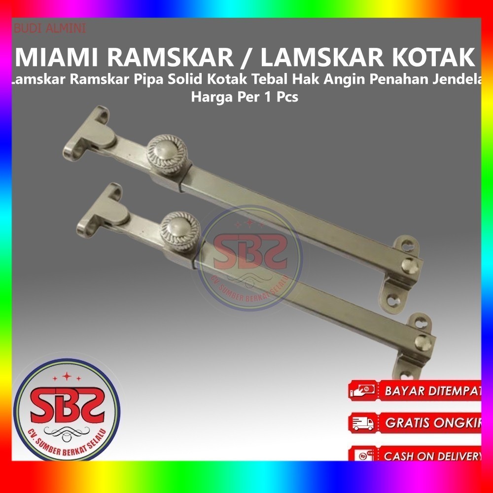 MIAMI Lamskar Ramskar Kotak Solid Tebal Hak Angin Penahan Jendela