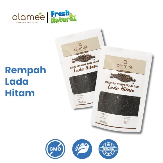

ALAMEE Lada Hitam Biji Organik Utuh Whole Black Pepper Blackpepper Rempah Rimpang Organik Alami 100g fresh and natural