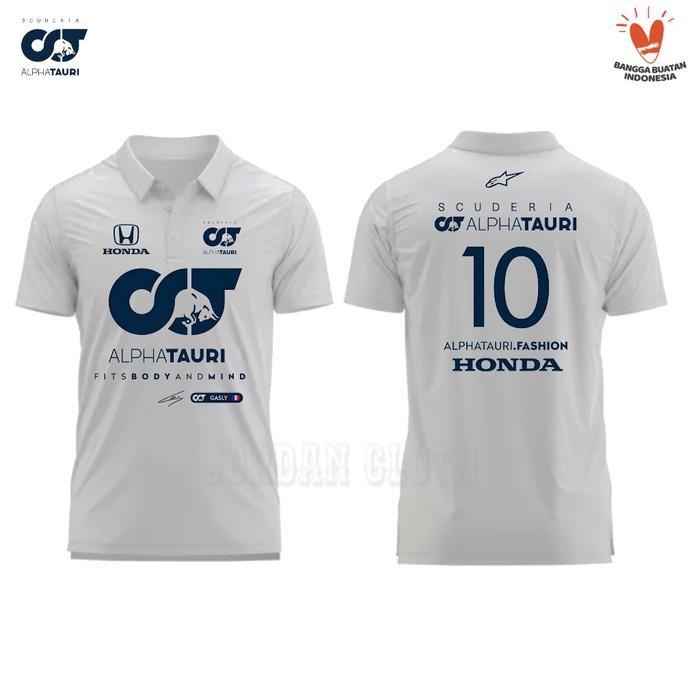 Polo shirt Tshirt Kaos Kerah Team Balap Racing Alpha Tauri Formula F1 One Kaos Mobil Polo Mobil Kaos