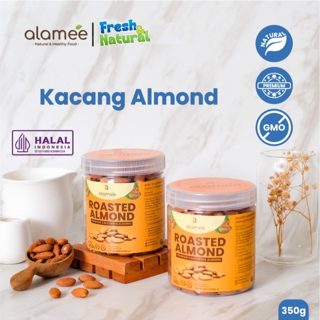 

ALAMEE Kacang Almond Almon Kupas Panggang Premium Roast Roasted Grade A California 350 Gram Oven Siap Makan Crispy Asli Cemilan Gurih Matang Tanpa Kulit Toples Murah fresh and natural