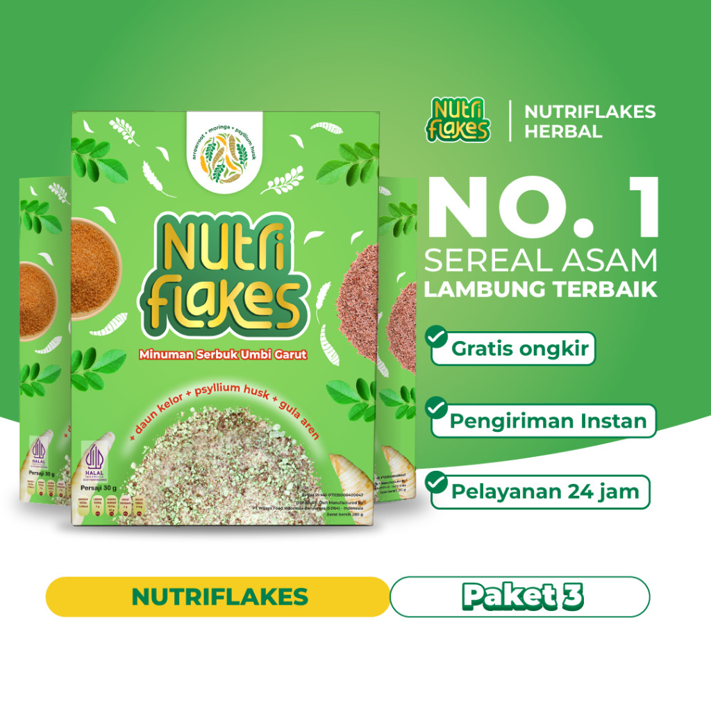 

Nutriflakes Sereal Umbi Garut Ampuh Mengatasi Asam Lambung Original 3 Box