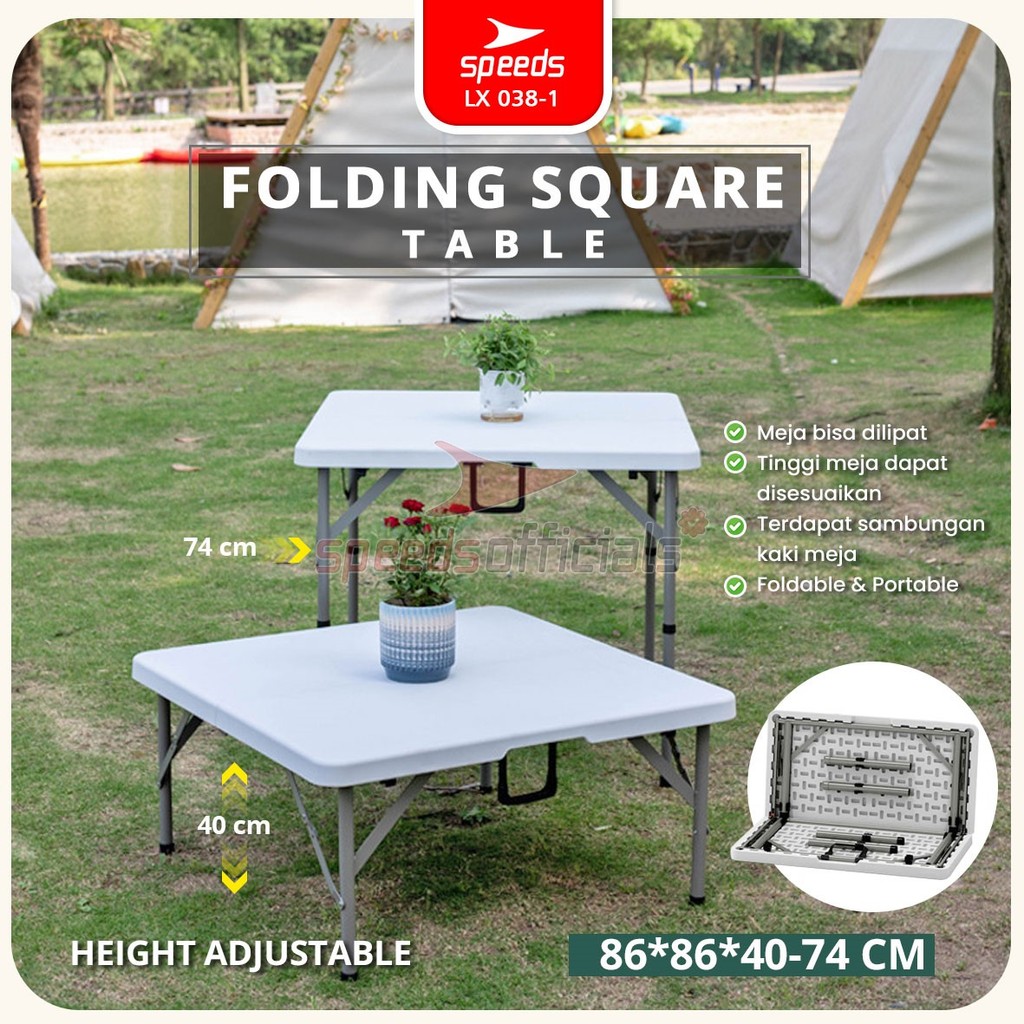 SPEEDS Meja Lipat Portable Plastik Indoor Outdoor Piknik Pameran Serbaguna Meja Makan 038-1