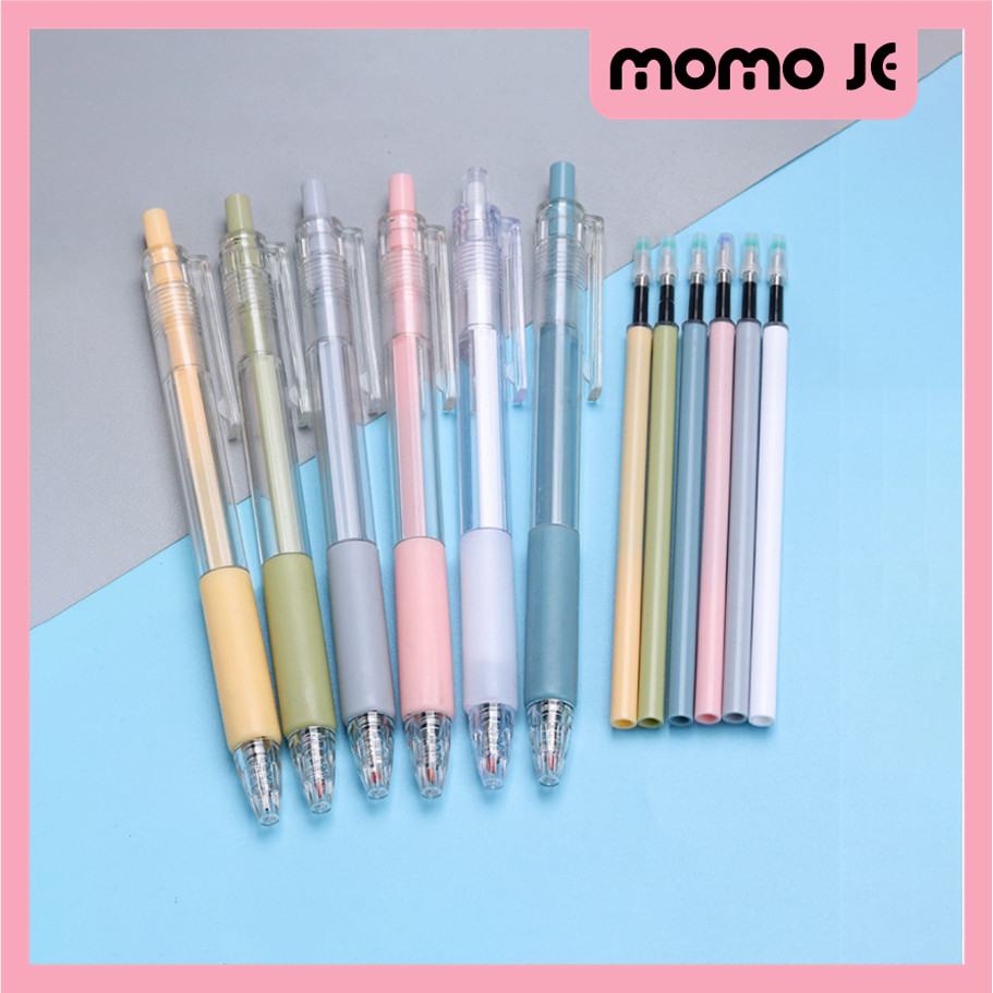 

MOMO JE S6054 Bolpoin Transparan Pena Gel Hitam Polos Pena Hitam Gel 0.5 mm Transparan