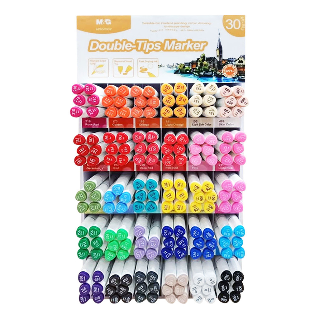 

Spidol Warna Double Tips Marker Display SET M&G APMV09C2 Isi 30 Warna Spidol 2 Sisi